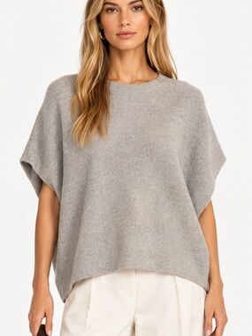 Black Goat Cashmere XL Grey Oversized Poncho Sweater 100% Cashmere